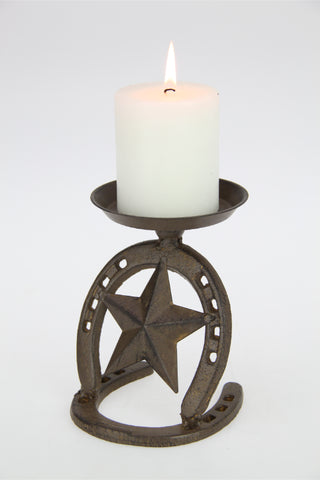 Cast Iron Horse Shoe Candle Holder