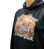 Heart Like A Truck Ladies Black AWW Graphic Fleece Hoodie ON SALE