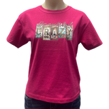 Beautiful Crazy Teen Girls AWW Pink SS Graphic Shirt ON SALE