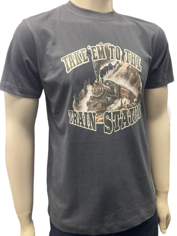 Train Station Men's Charcoal AWW SS Graphic Shirt
