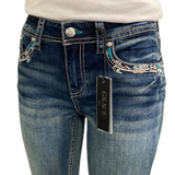 Turquoise Aztec Grace In LA Mid-Rise Bootcut Jeans
