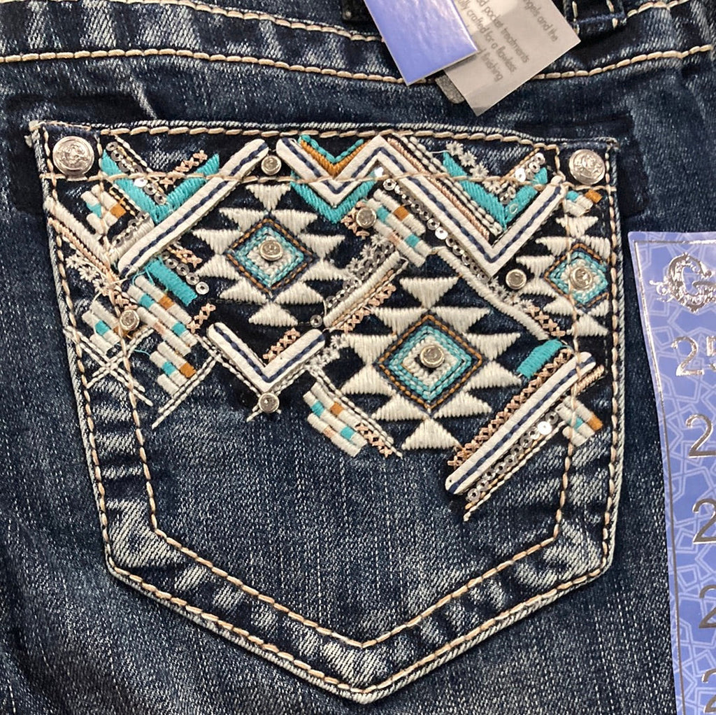 Turquoise Aztec Plus Size Fit Grace In LA Jeans – Dusty Diamonds Australia