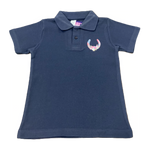 Little Girls Floral Horseshoe Short Sleeve Navy Polo Shirt ON SALE