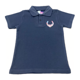 Little Girls Floral Horseshoe Short Sleeve Navy Polo Shirt ON SALE