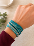Turquoise Rhinestone Leather Strap Bracelet