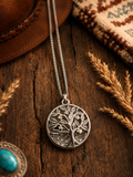 Silver Tree Of Life Rhinestone Necklace