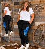 Blue/Black AWW Ladies Fleece Track Pants AU12, AU14, AU18, AU20 Left SALE