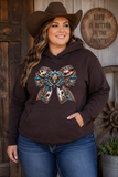Dusty Diamonds Western Longhorn Bow Hoodie