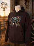 Dusty Diamonds Western Longhorn Bow Hoodie