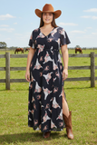 Floral Longhorn Western Split Dress
