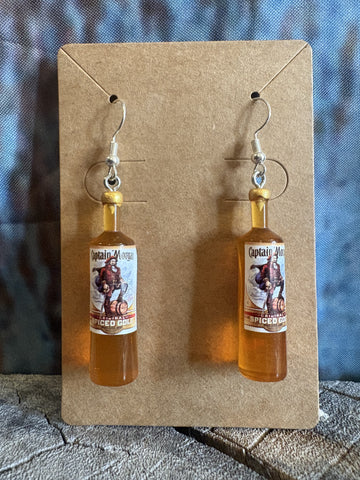 Captain Morgan Bottle Sterling Silver Hook Earrings