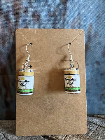 Canadian Club Dry Can Sterling Silver Hook Earrings