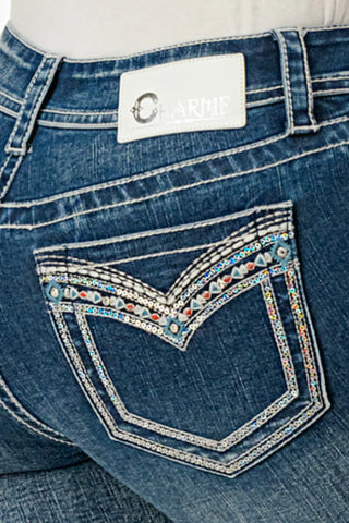 Mackenzie Charme Sequin Easyfit Mid Rise Bootcut Jeans
