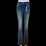 Theodora Turquoise Stud Grace In LA Easyfit Mid Rise Bootcut Jeans