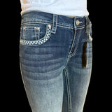 Theodora Turquoise Stud Grace In LA Easyfit Mid Rise Bootcut Jeans