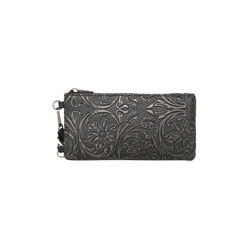 Black Floral Tooled Collection Montana West Phone Wallet/Crossbody Bag