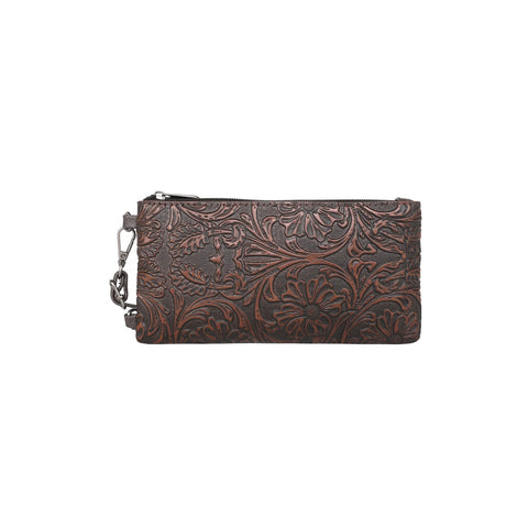 Coffee Floral Tooled Collection Montana West Phone Wallet/Crossbody Bag
