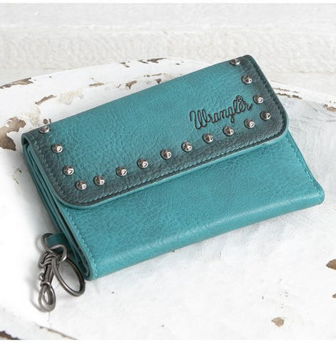 Wrangler Turquoise Tri Fold Key Chain Wallet