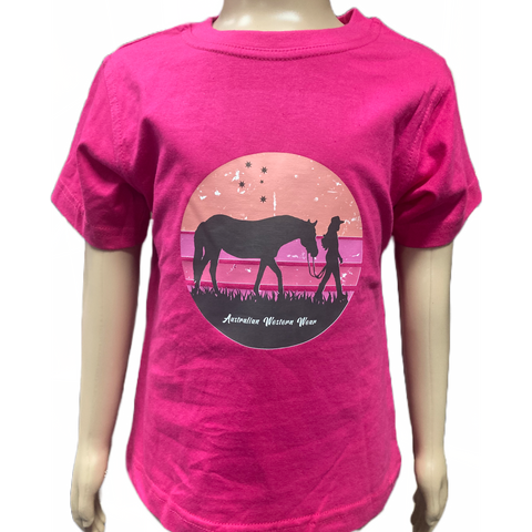 Sunset Cowgirl Toddler Girls Pink AWW Graphic Shirt ON SALE
