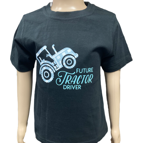 Future Tractor Driver Toddler Boy's Black AWW SS Graphic Shirt ON SALE