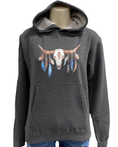 Ladies Blue Feather AWW Charcoal Graphic Fleece Hoodie ON SALE