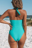 Halter Neck Green One Piece Swimsuit CLEARANCE SALE