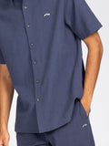 Mens Navy Undertone Short Sleeve Button Up Shirt CLEARANCE SALE