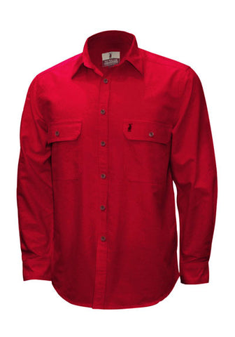Red Long Sleeve 100% Cotton Nungar Mens Workshirt ON SALE