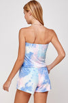 Mauve & Blue Tie Dye Strapless Short Romper AU10 & AU12 Left CLEARANCE SALE