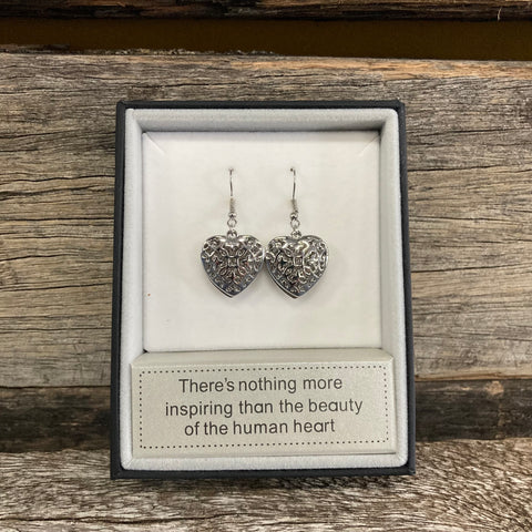 Silver Filigree with Swinging Crystal Finding Stainless Steel Earrings