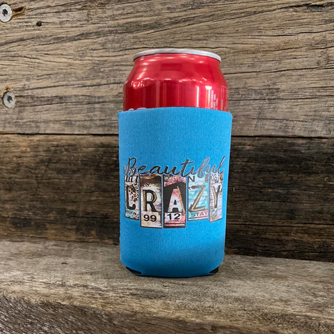 Turquoise Beautiful Crazy AWW Graphic Stubby Cooler