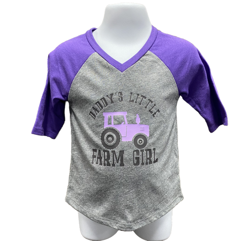 Purple Daddy's Little Farm Girl 3/4 Sleeve AWW Shirt ON SALE