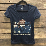KCD Navy Short Sleeve Aussie Flag V Neck T-Shirt ON SALE AU12-AU14 left