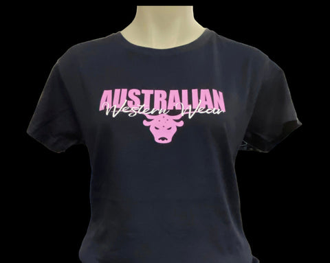 Navy/Pink Toddler Girls AWW Logo Short Sleeve Shirt ON SALE