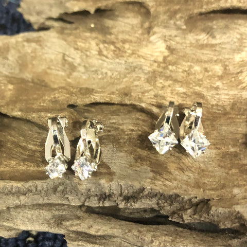 Cubic Zirconia CLIP ON Earrings VARIOUS SIZES