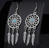 Dreamcatcher Dangly Earrings with Turquoise Centre