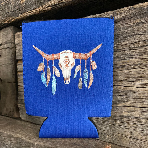 Blue Feather Longhorn Blue AWW Graphic Stubby Cooler