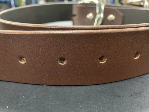 Unisex 1 1/2 inch Dark Brown Genuine Leather Belts