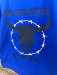 Blue Mess With The Bull Short Sleeve Boys Shirt