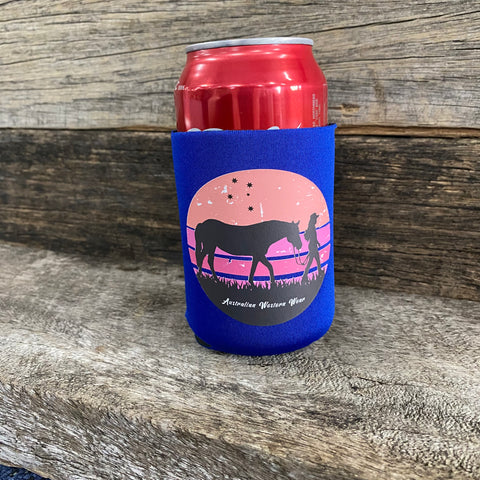Sunset Cowgirl Blue AWW Graphic Stubby Cooler NEW