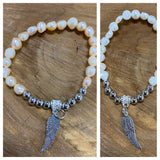 Pearl Stretch Angel Charm Bracelet - TWO COLOURS