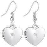 Silver Heart with Crystal Stainless Steel Hook Earrings