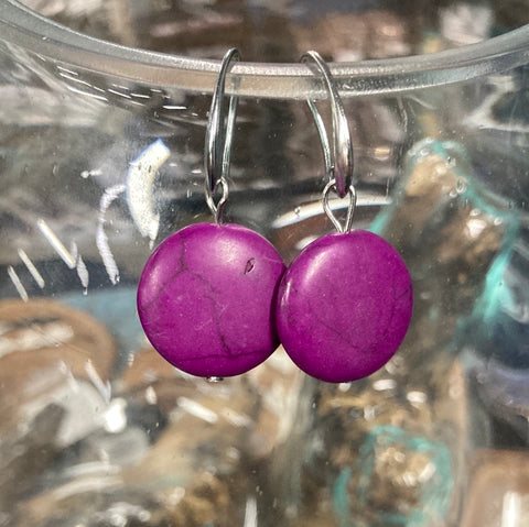Purple Stone Hook Earrings
