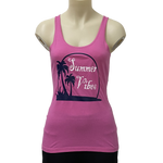 Summer Vibes Pink Ladies Fitted Tank Top CLEARANCE SALE