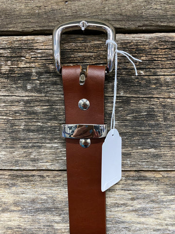 Unisex 1 1/2 inch Light Brown Genuine Leather Belts