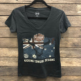KCD Black Short Sleeve Aussie Flag V Neck T-Shirt ON SALE AU14 left