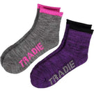 Tradie Lady 2PK Quarter Crew Socks