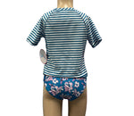 Girls Floral Stripe Short Sleeve Rash Swim Set- Sizes 5 & 6 Left ON SALE