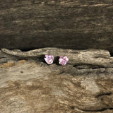 6mm Cubic Zirconia Heart Stud Earrings