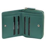 Woven-Embossed Leather Ladies Green Bi-Fold Wallet CLEARANCE SALE